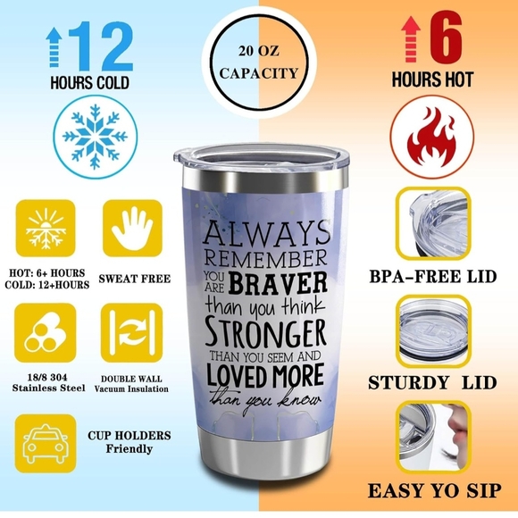 Always Remember You are Braver than You Think, Insulated Tumbler W/ 2 SS Straws! - Picture 6 of 9